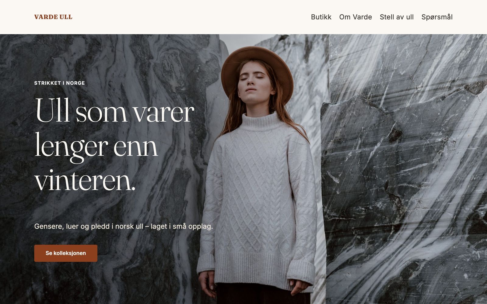 Eksempel på nettbutikk på Vevia: demobutikken Varde Ull